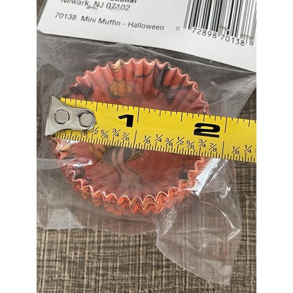 Vintage Halloween Mini Cupcake Muffin Liners Baking Cups Orange Ghosts ACME 75pk - Picture 9 of 9